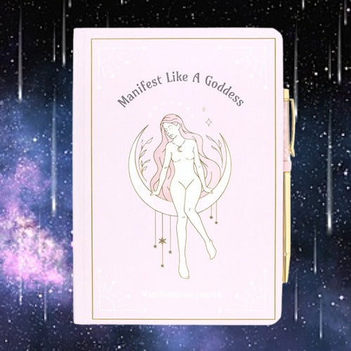 Goddess Energy A5 Manifestation Journal and Rose Quartz Crystal Pen