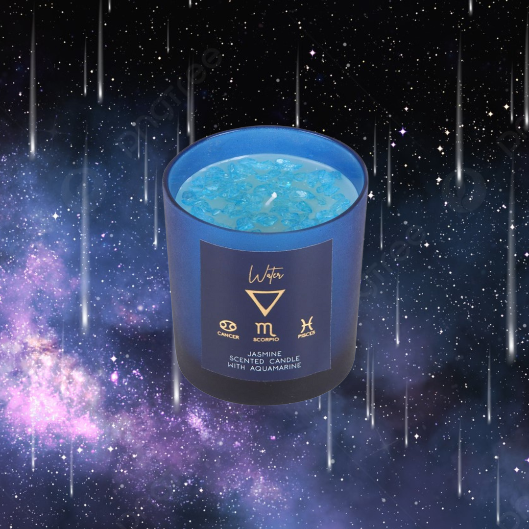 Water Element Jasmine Crystal Chip Candle