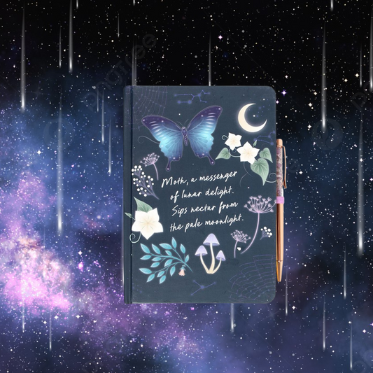 Midnight Moth Journal with Amethyst Pen