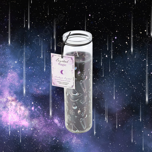 Crystal Witch Jasmine Tube Candle with Amethyst Chips