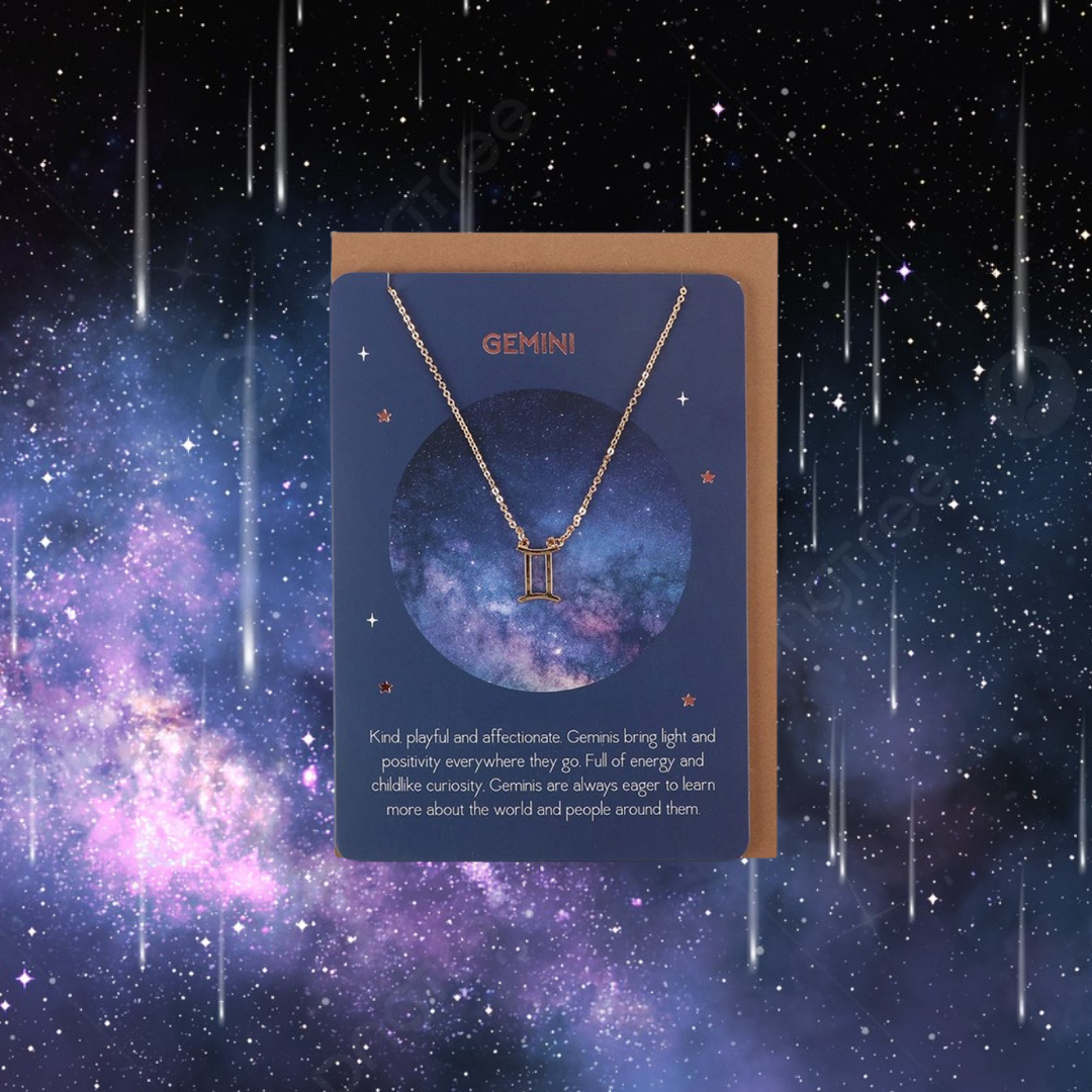 Gemini Zodiac Necklace Card