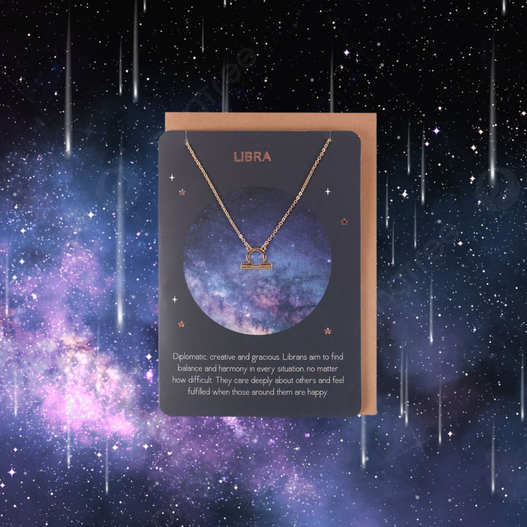 Libra Zodiac Necklace Card