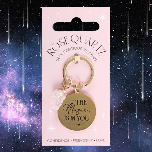 The Magic Is In You Rose Quartz Crystal Keyring