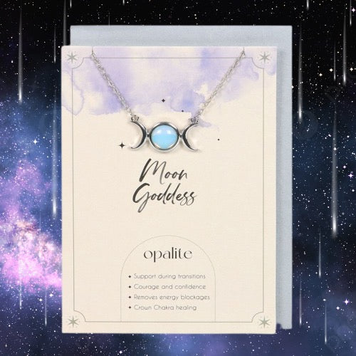 Opalite Crescent Moon Necklace Card