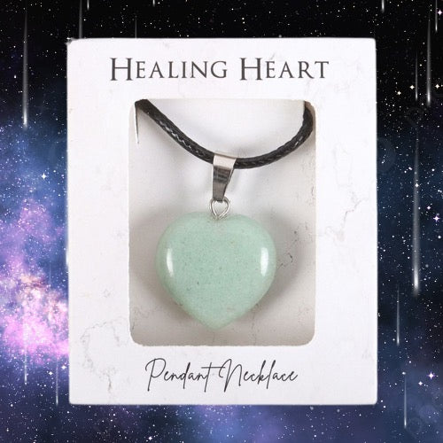 Green Adventurine Healing Crystal Heart Necklace