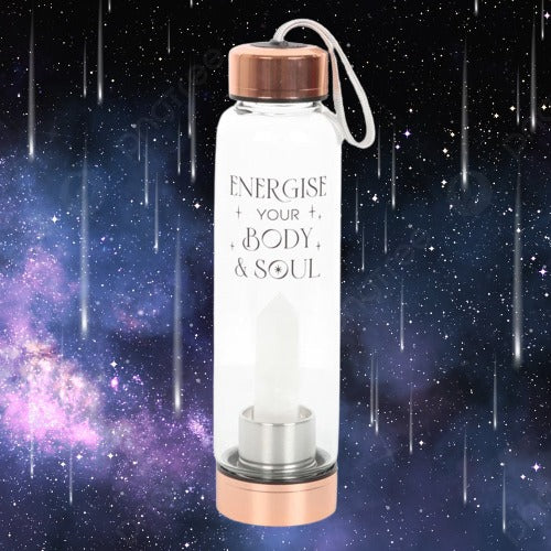 Clear Quartz Body and Soul Glass Water Bottle