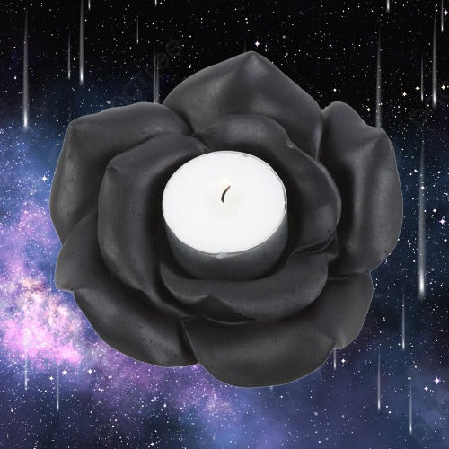 Black Rose Resin Tealight Candle Holder