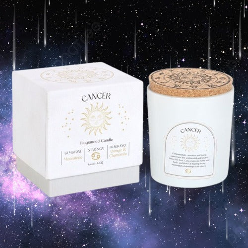 Cancer Orange & Chamomile Gemstone Zodiac Candle