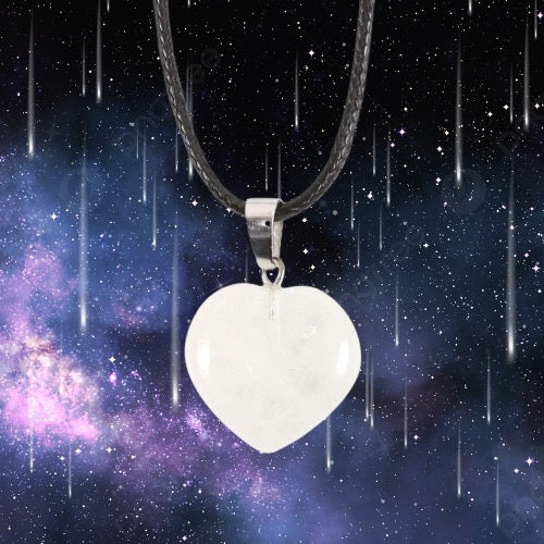 Clear Quartz Healing Crystal Heart Necklace