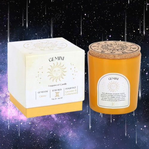 Gemini Lavender & Cedarwood Gemstone Zodiac Candle