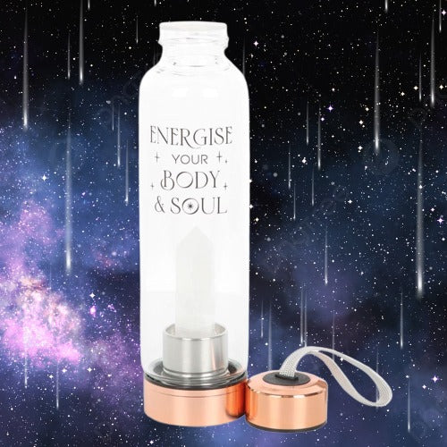 Clear Quartz Body and Soul Glass Water Bottle