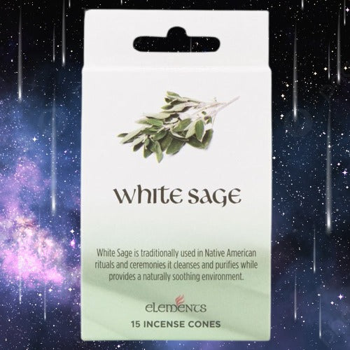 Set of 12 Packets of Elements White Sage Incense Cones