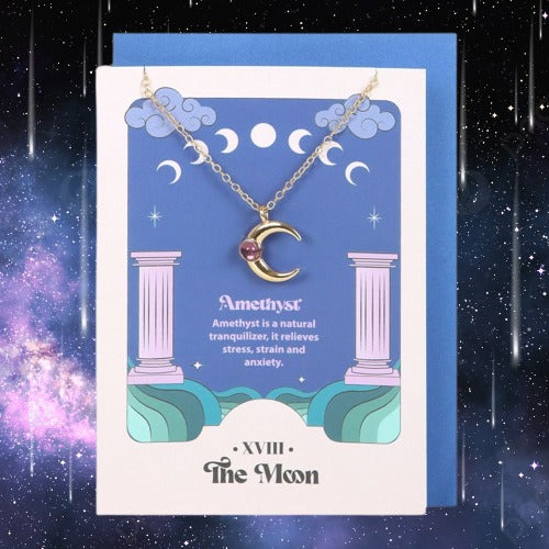 The Moon Celestial Amethyst Necklace Card