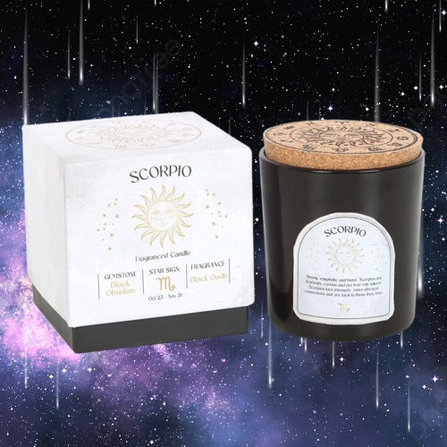 Scorpio Black Oudh Gemstone Zodiac Candle