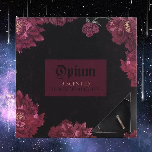 Pack of 9 Opium Scented Black Tealights