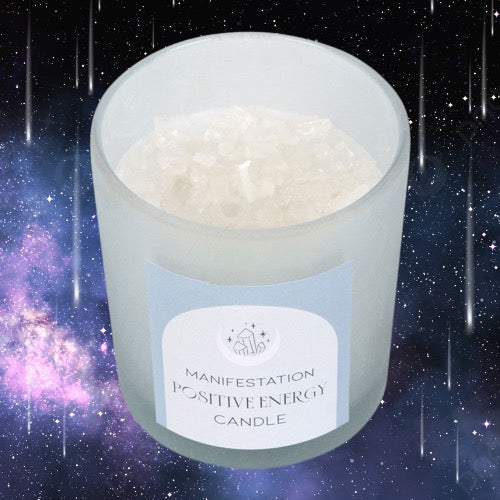 Positive Energy White Sage Crystal Chip Candle