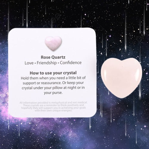I Love You Rose Quartz Crystal Heart in a Bag