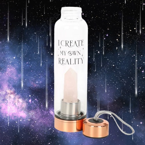 Rose Quartz Create My Own Reality Glass Water Bottle