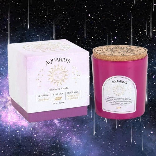 Aquarius Bergamot & Mandarin Gemstone Zodiac Candle