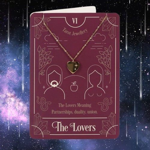 Embrace Romance: Lovers Tarot Necklace Card