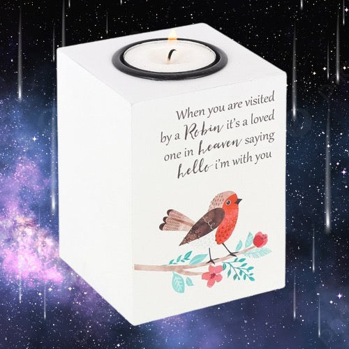 A Robin's Visit Tealight Candle Holder