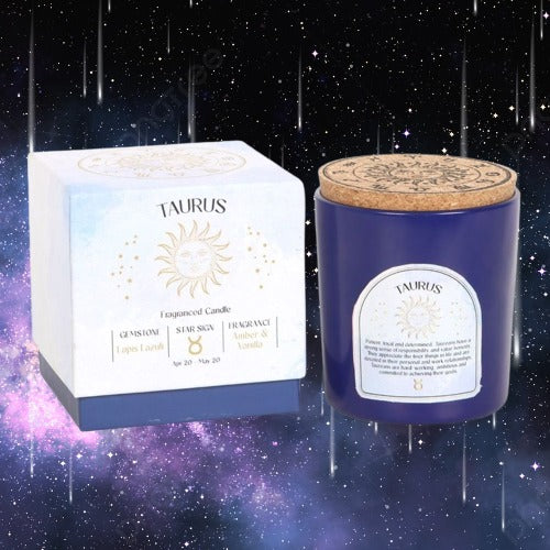 Taurus Amber & Vanilla Gemstone Zodiac Candle