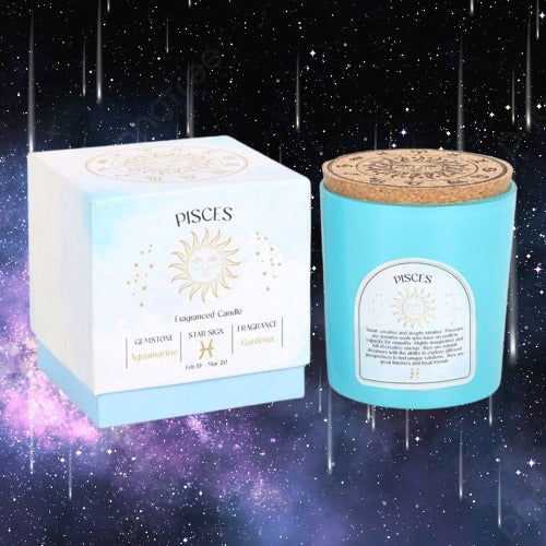 Pisces Gardenia Gemstone Zodiac Candle