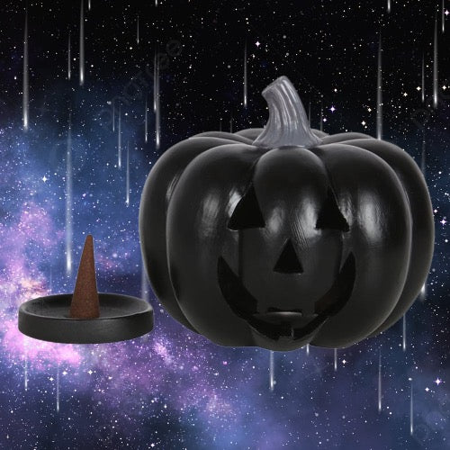 Spooky Vibes: Black Pumpkin Incense Holder
