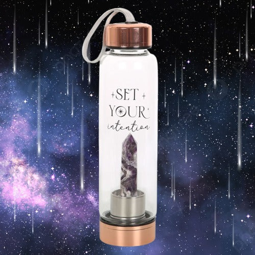 Amethyst Set Your Intention Glass Water Bottle