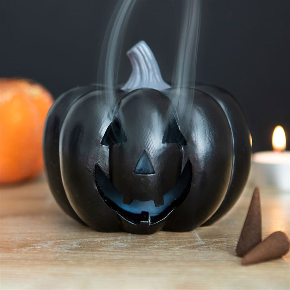 Spooky Vibes: Black Pumpkin Incense Holder